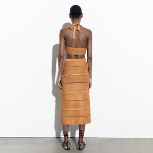 Vestido Midi Bodycon con Escote en V Profundo y Diseño Calado para Mujer - ¡Gran Oferta! - Product Image 4