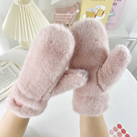 Gants en peluche épais de couleur unie simples pour l'hiver, mitaines mignonnes pour étudiants, gants coupe-vent