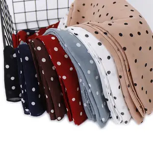 2021 Latest Wholesale Supplier Fashion Women Islamic Muslim Chiffon Scarf Chiffon Kashka shawls Hijab with Dot Printed