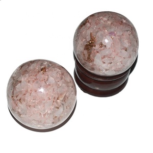 Esfera de orgón de cuarzo rosa, bola esférica de piedra pulida, compra en línea - Product Image 1