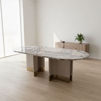 Table à manger carrée en pierre de luxe Xiangxue Mei - Série minimaliste de luxe - Plateau de table à manger carré en marbre - Production en usine