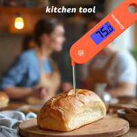 Thermomètre alimentaire numérique pliable à lecture instantanée, étanche IP67, sonde 304 pour la détection de la température de la viande et du barbecue
