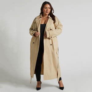Manteau personnalisé à double boutonnage et à col rabattu <span class=keywords><strong>Trench</strong></span>-Coat <span class=keywords><strong>kaki</strong></span> pour femmes vente en gros - Product Image 3