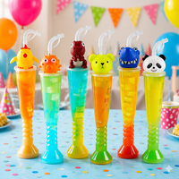 Gobelets en plastique transparents personnalisés pour enfants, 12oz/16oz, avec couvercle 3D, pour personnage de dessin animé, carnaval amusant