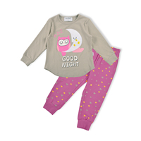 Pijamas Infantiles con Estampado de Búho, Ropa de Dormir Cómoda, Pantalones de Pijama de Manga Larga, Trajes de Dormir para Niñas, Servicio OEM, Diseño de Dibujos Animados, Otoño