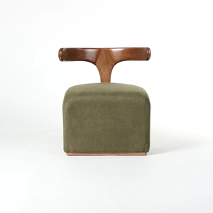 Fauteuil lounge moderne nordique de luxe en bois massif et tissu rembourré pour salle à manger et salon - Product Image 5