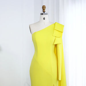 Janc ember SF442 Glänzende weiche Satin One Shoulder Abend Abendkleider mit Zug - Product Image 6