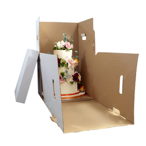Boîte de livraison de gâteau ondulé pliable blanche avec fenêtre recyclable 6-14 pouces dossiers d'emballage de gâteau mariage accepter - Product Image 3