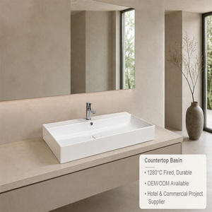 Lavabo en céramique blanc personnalisé OEM pour hôtel, installation facile - Product Image 2