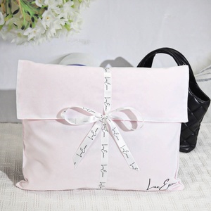 Custom Velvet Travel Makeup Bag With Ribbon <strong>Tie</strong> Double-Sided Satin Lining Suede Velvet <strong>Envelope</strong> Flap Gift Jewelry Dust Pouch - Product Image 1