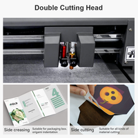 Máquina de corte automático de cama plana de doble cabezal, tamaño pequeño, para papel, vinilo, pegatinas, etiquetas, cajas, plotter de papel, con motor Delta PLC.