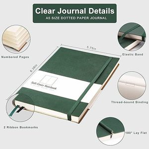 Dotted Bullet <b>Grid</b> Hardcover Leather Journal Promotional Gift <b>Notebook</b> Custom Printing - Product Image 4