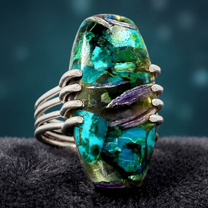 Pure 925 <b>Sterling</b> <b>Silver</b> Natural Prong <b>Set</b> Oval Cut Siberia Charoite Gemstone Wedding <b>Ring</b> - Product Image 2