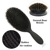 Brosse à Cheveux Plate avec Coussin d'Air à Poils de Sanglier Durs 100% Naturels, Antistatique, pour Massage du Cuir Chevelu et Soin des Cheveux, En Gros
