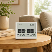 Thermomètre Hygromètre Numérique en Plastique, Affichage LCD Ultra Fin 5mm, Prévisions Météo à Vue Complète, Mémoire MAX/MIN, Précision 1°C
