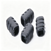 Aglets en plastique noir texturé côtelé rectangulaires pour cordons de sweats à capuche, sacs à dos et accessoires de cordons