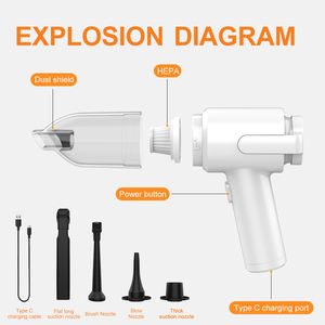 Aspirador portátil de mano de alta potencia 3 en 1, limpiador de coche inalámbrico con USB para el hogar y el coche, material ABS, novedad - Product Image 3