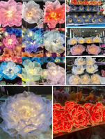 MILE Populaire Éclairage de mariage en forme de fleur à pétales violets LED écologiques, dépliable automatiquement, taille personnalisée, pour décors de mariage