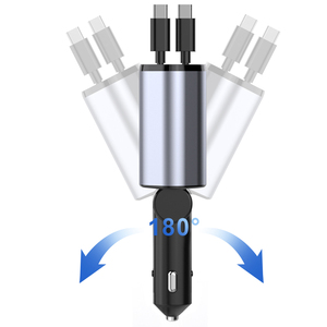 4 trong 1 Type-C nhanh chóng sạc xe hơi với được xây dựng trong có thể thu vào cáp Thuốc lá nhẹ hơn <span class=keywords><strong>Adapter</strong></span> sạc xe hơi nhiều cổng - Product Image 4
