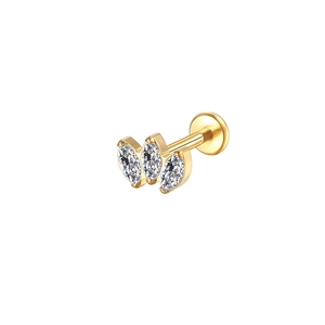<span class=keywords><strong>Gaby</strong></span> G23 Titanio Bonito Ópalo 16G Minimalista para Boda y Compromiso, Piercing Labret de Base Plana para Oreja, Tragus, Cartílago, Hélix, Concha y Lóbulo - Product Image 3