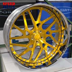 Juego de 2/3 Ruedas Forjadas de Aleación Ligera con Acabado Cromado Dorado Personalizado, Llantas de Aleación de 22, 24 y 26 Pulgadas, Material de Aluminio - Product Image 1