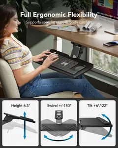 HUANUO Keyboard Tray Under Desk 360 Adjustable Ergonomic Sliding Keyboard Mouse Tray 25" W X 9.8" D Black