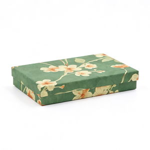 Custom Printed Dark Green Floral Gift Cardboard <b>Box</b> with Inner Padding for Cultural Keepsake and Folding Fan Gift <b>Packing</b> - Product Image 2