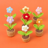 Pot Bunga Rajut Tangan Terlaris, Hadiah Pot Bunga Crochet Motif Bunga Matahari, Mawar, Tulip, Daisy untuk Dekorasi Rumah