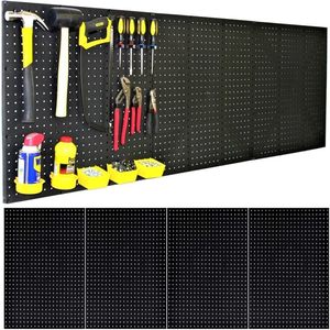 Panneaux suspendus à fixer au mur, écologiques, multifonctionnels, à un seul niveau, non pliables, panneaux perforés pour le rangement d'outils de garage, en plastique noir - Product Image 2