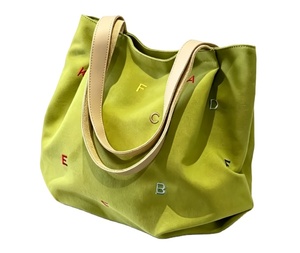 Avocado Green <b>Canvas</b> Tote Bag with Custom Logo & Color Large Capacity Shoulder <b>Handbag</b> for Travel & Shopping - Product Image 1