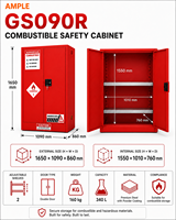 Armoire de sécurité pour matériaux inflammables 340L (90 gallons) rouge à double porte en acier pour stockage de produits chimiques pour écoles, ateliers et achats professionnels