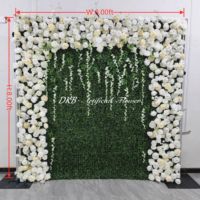 Mur de fleurs artificielles enroulable en soie rose et blanche de luxe pour mariage, anniversaire, douche nuptiale, fête de fiançailles