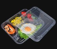 Boîte à Lunch en plastique micro-ondable, contenant jetable en plastique, compartiments de rangement des aliments/contenants pour préparation de repas avec couvercle, 100 unités