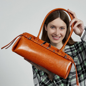 Nouveau Sac à Main Femme 2026 en Cuir Véritable, Modèle Baguette Française, Motif Crocodile, Sans Fermeture Éclair, Brahman - Product Image 2