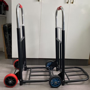 Chariot à bagages industriel portable à deux roues en acier inoxydable, chariot d'épicerie, plate-forme pliable tirée à la main, outils de stockage - Product Image 4