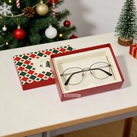 Boîte à lunettes réutilisable en deux parties avec plateau, personnalisable avec logo, idéale comme cadeau surprise de Noël