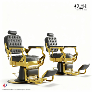 Chaise <span class=keywords><strong>de</strong></span> <span class=keywords><strong>coiffure</strong></span> professionnelle <span class=keywords><strong>de</strong></span> style antique pour <span class=keywords><strong>salon</strong></span> <span class=keywords><strong>de</strong></span> beauté, chaise <span class=keywords><strong>de</strong></span> barbier noire et dorée - Product Image 6
