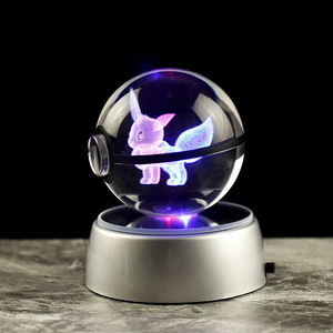 Boule de verre pokémon Pikachu Eevee Mewtwo 80mm, livraison directe, jouet pour chambre d'enfant, <span class=keywords><strong>veilleuse</strong></span> - Product Image 2