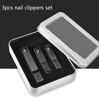 Ensemble de coupe-ongles noir portable manucure personnalisé de 3 pièces avec emballage en boîte de conserve