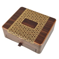 Boîte Cadeau Rectangulaire en Bois Doré de Luxe Faite à la Main, Design Tiroir Creux, Gravure Laser, Logo Personnalisé, OEM Guangdong pour Chocolats