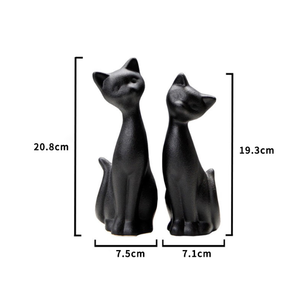 Modern Home Decoration Couple Pair Ceramic Black <strong>Cat</strong> Statue Ornaments 2 PCS Matte Mini <strong>Cat</strong> <strong>Figurines</strong> - Product Image 2