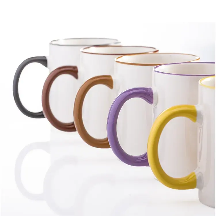 Top Quality 11oz color porcelain stoneware handle blank White Customized Ceramic Drinking Coffee Mug for Sublimation printing