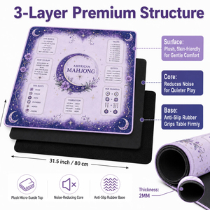Tapete de Mahjong de Lujo con Diseño Místico de Estrella y Luna Creciente, Tapete de Juego de Neopreno con Reducción de Ruido y Bolsa de Viaje para Regalos - Product Image 4