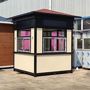 Outdoor <b>Security</b> Booth Steel Structure Mobile Guard House Black Color Parking <b>Equipment</b> - Product Image 2