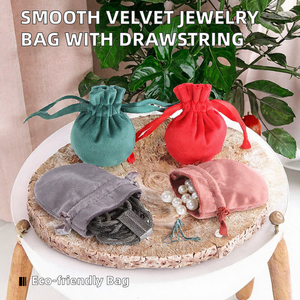 Luxury Mini Gourd Shape Velvet Drawstring Pouch, Jewellery <b>Packaging</b> <b>Bag</b> for Earring Necklace Accessories Storage - Product Image 2