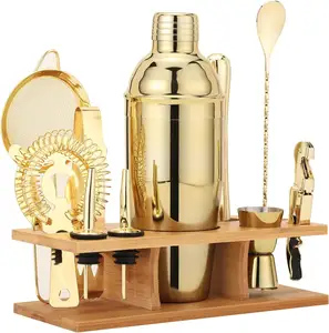 Roestvrijstalen Shakers 11Pcs-Cocktail Shaker Set Gold Drankmixer Met 25Oz Martini Shaker Glas