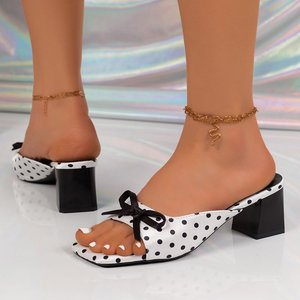 6W821 Zapatos de Tacón Alto con Lazo de Puntos Franceses para Mujer, Estilo Nuevo para Verano, Zapatos de Mujer con Punta Descubierta para Uso en Exteriores - Product Image 4