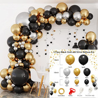 Ensemble de ballons noir et or décoration d'anniversaire ballon fête d'anniversaire décoration de mariage ensemble de ballons de couleur métallique
