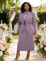 Nouvel Arrivage – Ensemble tailleur élégant uni à manches longues et franges pour femme, style automne, dernière collection Miyaki, grande taille, ensemble décontracté deux pièces