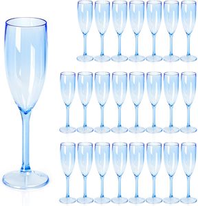 Flûtes à champagne en plastique bleu clair de 5,4 oz, <span class=keywords><strong>incassables</strong></span>, en acrylique, <span class=keywords><strong>pour</strong></span> bar à mimosa, événements extérieurs, mariages, décorations de fête - Product Image 1